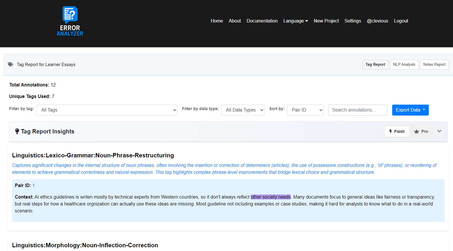 Reviewing and Exporting Results - Error Analyzer