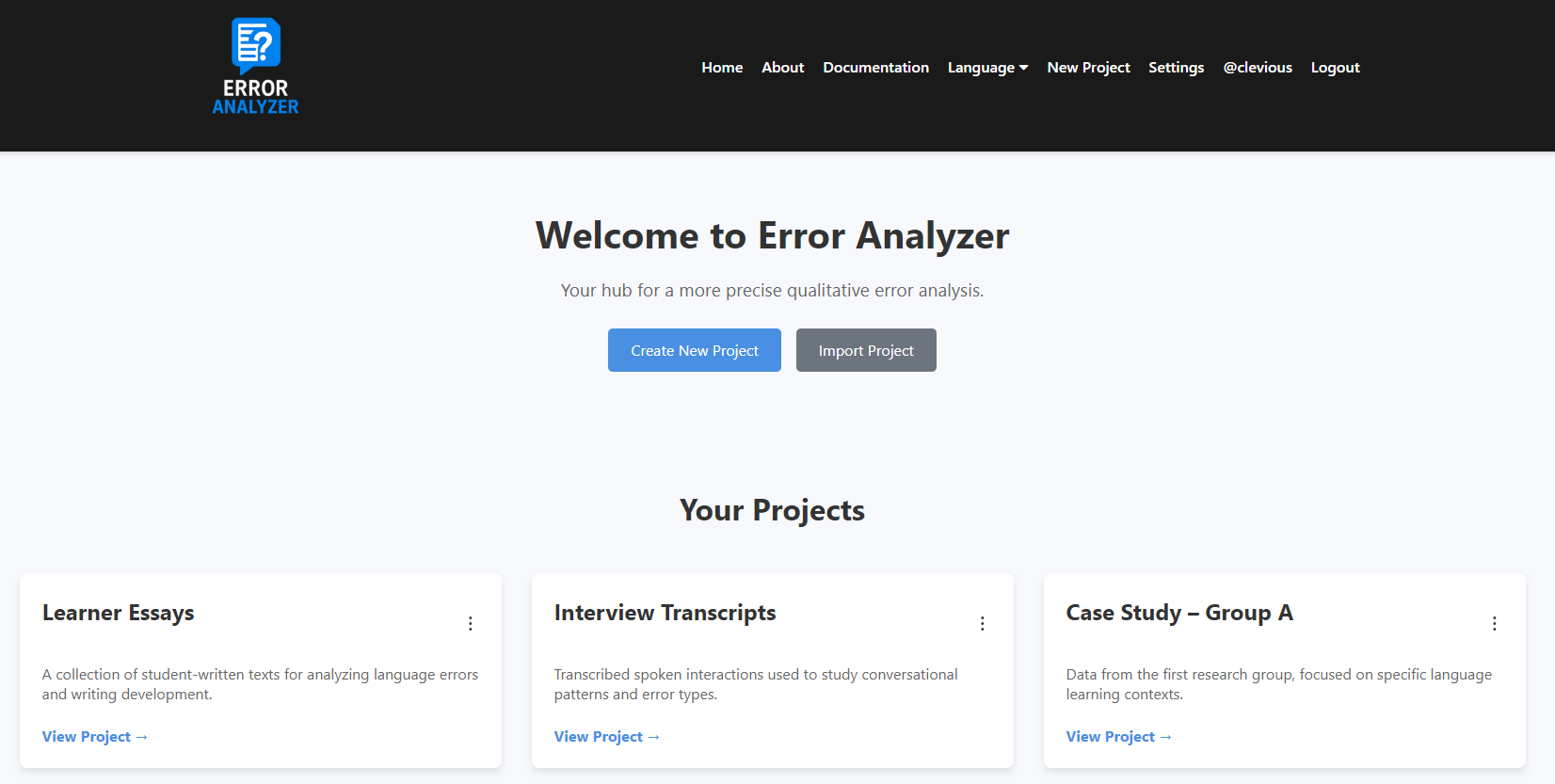 The Project Workspace - Error Analyzer