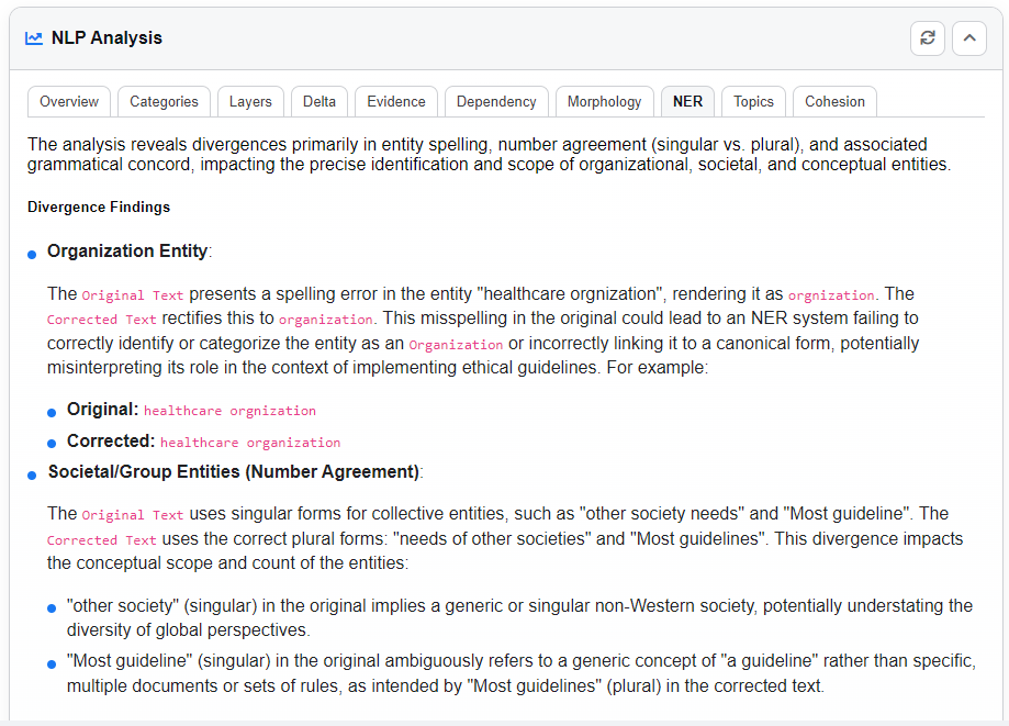 NER (Named Entity Recognition) Tab
